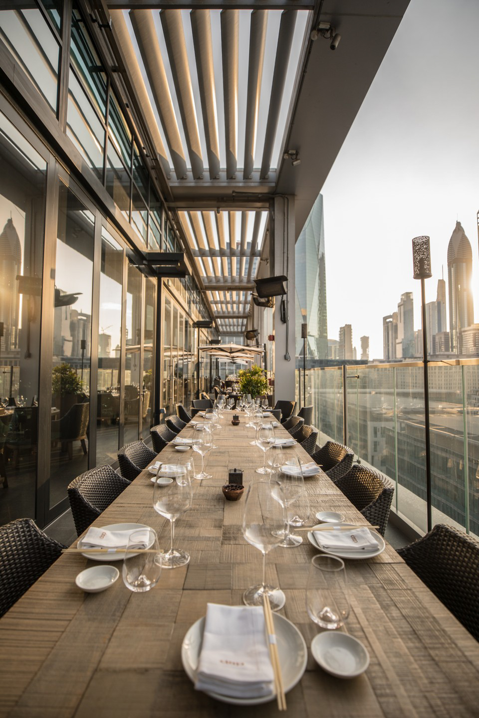 a large table at CLAP set for private events in dubai