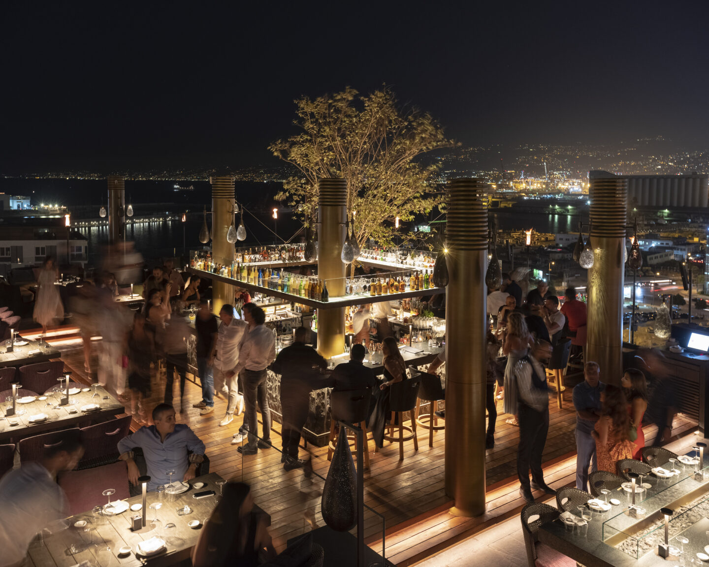 People enjoying at evening at CLAP BEIRUT fine dining japanese restaurant & rooftop bar