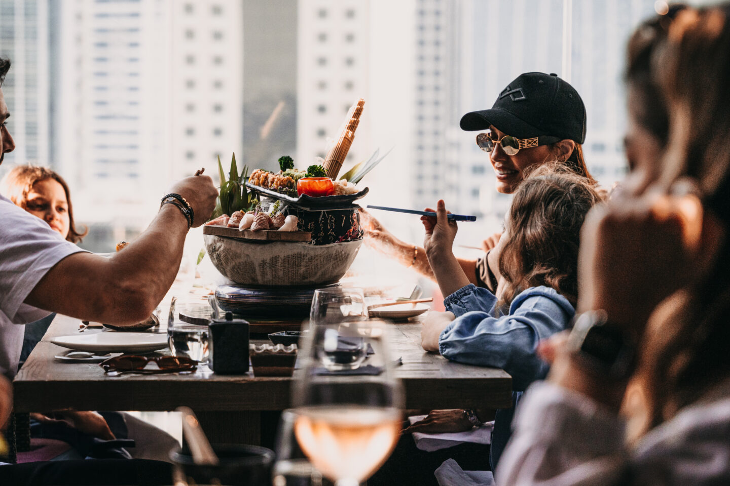 A family enjoying meal at CLAP DUBAI NIPPO Sundays